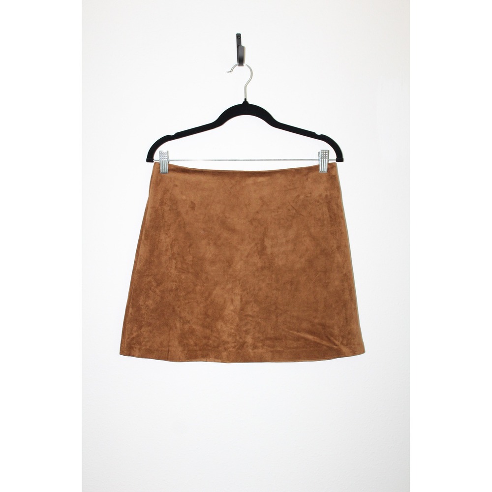 Z Supply Women's Faux Suede A-Line Mini Skirt Camel Brown Size M Dark Academia